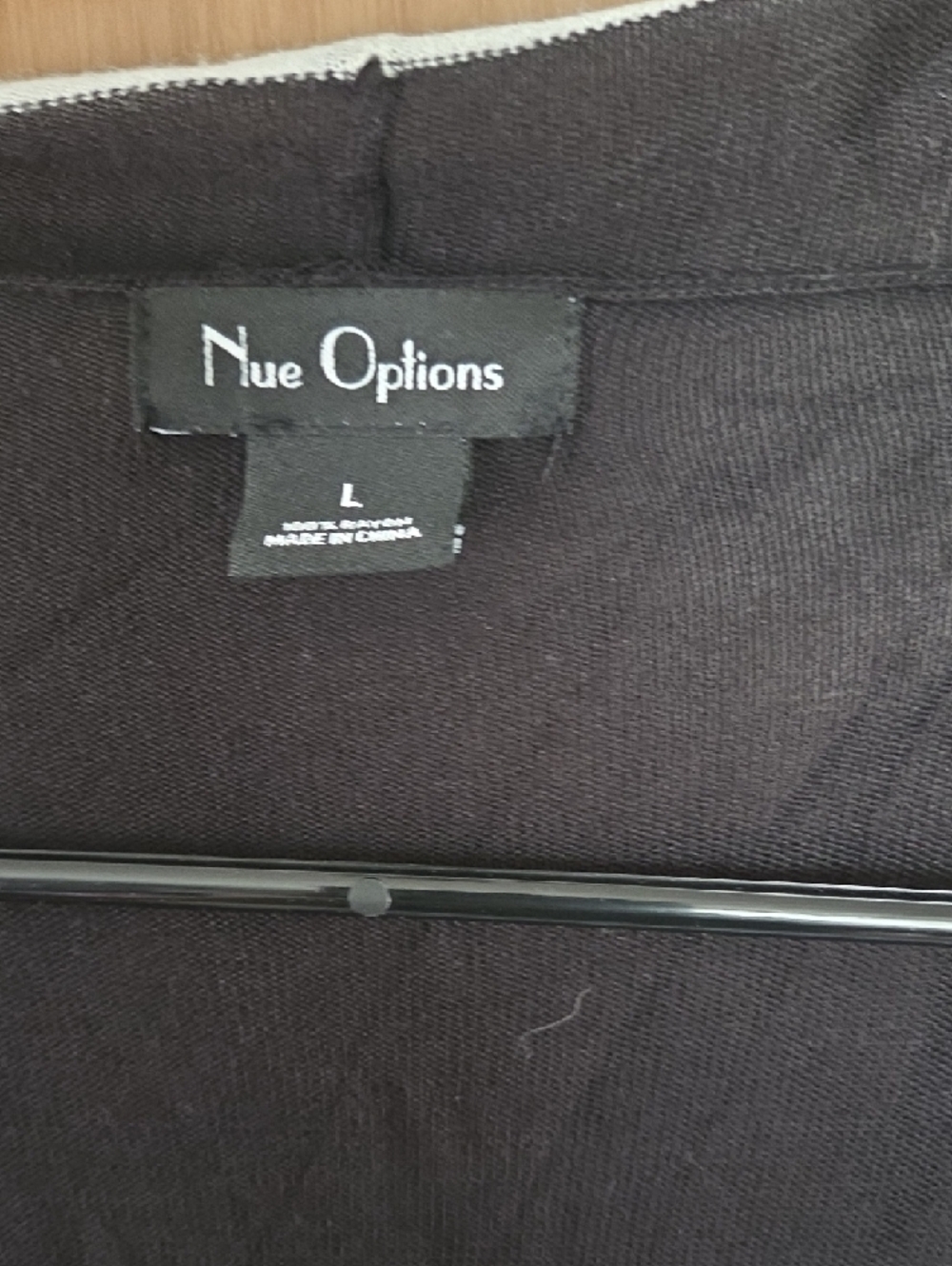 Nue Options Black Open-Front Draped Cardigan with White Trim